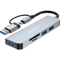 Hub USB / USB-C Techsuit H7 DataBridge, 5in1, Grigio — 3