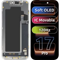 Display con Touchscreen MP compatibile con Apple iPhone 17 Pro, con Cornice, Versione Soft OLED FHD 120Hz IC Movable, Nero — 3