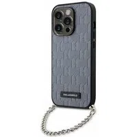 Custodia per Apple iPhone 14 Pro Max, Karl Lagerfeld, Saffiano Monogram Chain, Argento — 3