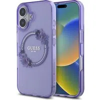 Custodia MagSafe per Apple iPhone 16, Guess, IML Flowers Wreath, Viola — 3