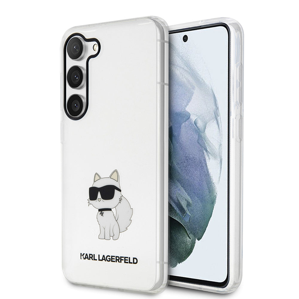 Karl Lagerfeld Custodia per Samsung Galaxy S23 S911, Karl Lagerfeld, Ikonik Choupette, Trasparente