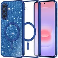 Custodia MagSafe per Samsung Galaxy A37 5G, Techsuit, Luxury Glitter, Blu Scuro — 3