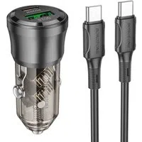 Caricabatterie Auto Con Cavo USB-C Borofone BZ25 Journey, 38W, 3A, 1 x USB-A - 1 x USB-C, Nero — 3