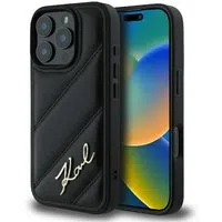Custodia per Apple iPhone 16 Pro, Karl Lagerfeld, Diagonal Quilted Script, Nera — 3
