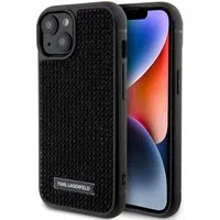 Custodia per Apple iPhone 15, Karl Lagerfeld, Rhinestone Metal Plate, Nera — 3