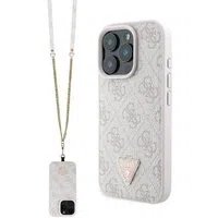 Custodia per Apple iPhone 16 Pro Max, Guess, Crossbody 4G Triangle Strass, Rosa — 3