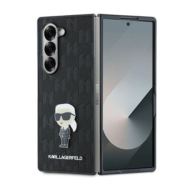 Karl Lagerfeld Custodia per Samsung Galaxy Z Fold6 F956, Karl Lagerfeld, Saffiano Monogram Ikonik, Nera