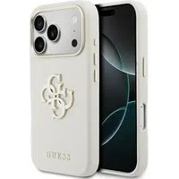 Custodia per Apple iPhone 17 Pro, Guess, Resin Logo, Beige — 3