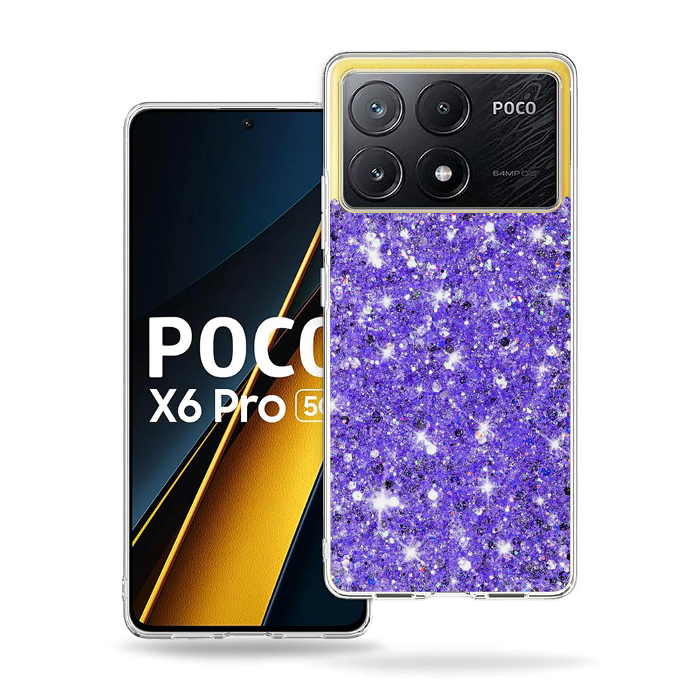 Custodia per Xiaomi Poco X6 Pro, Techsuit, Sparkly Glitter, Viola
