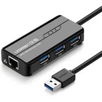 Hub USB UGREEN 20265, 3 x USB-A 3.0 - 1 x RJ45, Nero — 3