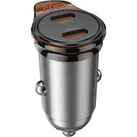 Caricabatterie Auto HOCO NZ16B, 45W, 3A, 2 x USB-C, Grigio — 3