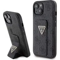 Custodia per Apple iPhone 15, Guess, Grip Stand 4G Triangle Strass, Nera — 3