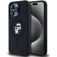 Custodia MagSafe per Apple iPhone 15 Pro Max, Karl Lagerfeld, Silicone Ring Karl & Choupette, Nera — 3