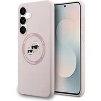 Custodia MagSafe per Samsung Galaxy S25 FE, Karl Lagerfeld, Silicone Karl & Choupette's Heads, Rosa — 3