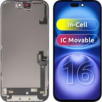 Display con Touchscreen JK per Apple iPhone 16, con Cornice, Versione LCD In-Cell IC Movable, Nero — 3