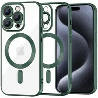 Custodia MagSafe per Apple iPhone 15 Pro, Techsuit, Luxury Crystal, Verde Scuro — 3