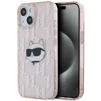 Custodia per Apple iPhone 14, Karl Lagerfeld, IML Luxury Monogram Choupette's Head, Rosa — 3