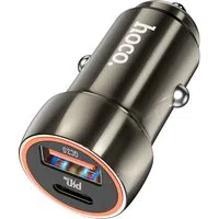 Caricabatterie da auto HOCO Z46A, 20W, 3A, 1 x USB-A - 1 x USB-C, Grigio — 3