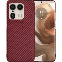 Custodia per Motorola Edge 50 Ultra, Techsuit, Carbonite FiberShell, Rossa — 3