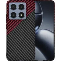 Custodia per Xiaomi 14T Pro, Techsuit, Carbonite FiberShell, Nero Rosso — 3