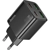 Caricabatterie Rete HOCO N55, 20W, 3A, 2 x USB-A - 2 x USB-C, Nero — 3