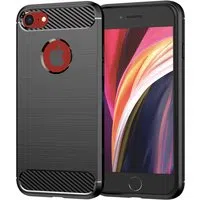 Custodia per Apple iPhone SE (2022) / SE (2020), Techsuit, Carbonio, Nera — 3