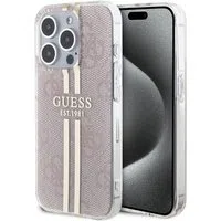 Custodia per Apple iPhone 15 Pro, Guess, IML 4G Gold Stripe, Rosa — 3