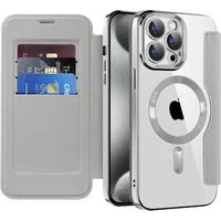 Custodia MagSafe per Apple iPhone 15 Pro, Techsuit, SmartMag Book, Grigio — 3