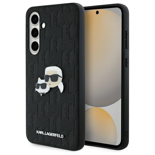 Karl Lagerfeld Custodia per Samsung Galaxy S24 FE S721, Karl Lagerfeld, Monogramma Karl & Choupette's Heads, Nera