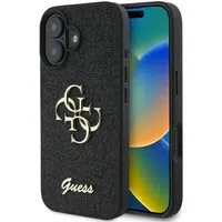 Custodia per Apple iPhone 16, Guess, Fixed Glitter Big 4G, Nera — 3