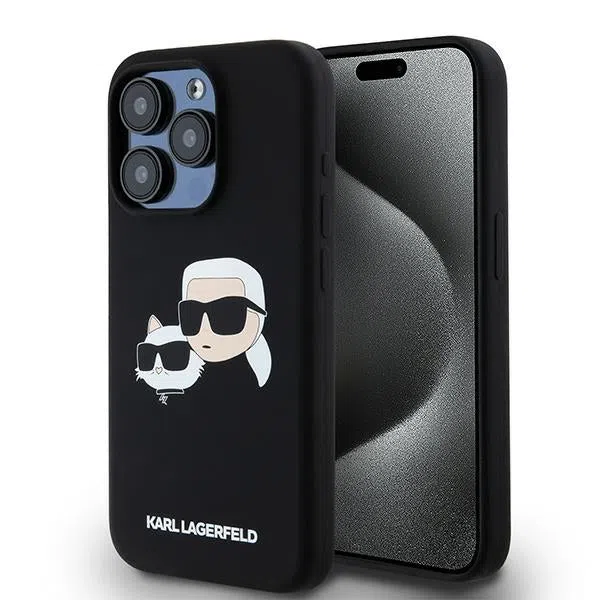 Custodia MagSafe per Apple iPhone 15 Pro Max, Karl Lagerfeld, Silicone Karl & Choupette, Nera — 2
