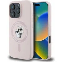 Custodia MagSafe per Apple iPhone 16 Pro, Karl Lagerfeld, Silicone Ring Karl & Choupette, Rosa — 3