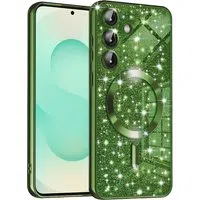 Custodia MagSafe per Samsung Galaxy S25+ S936, Techsuit, Luxury Glitter, Verde Scuro — 3