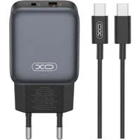 Caricabatterie da Rete con Cavo USB-C XO Design L156, 30W, 3A, 1 x USB-A - 1 x USB-C, Nero — 3