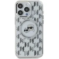 Custodia MagSafe per Apple iPhone 15, Karl Lagerfeld, IML Monogramma Karl & Choupette's Heads, Trasparente — 3