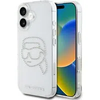Custodia per Apple iPhone 16, Karl Lagerfeld, IML Rhinestones Karl's Head, Trasparente — 3