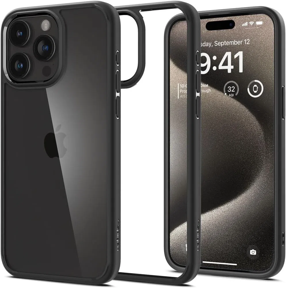 Custodia per Apple iPhone 15 Pro Max, Spigen, Ultra Hybrid, Nera Opaca ACS06570 — 2