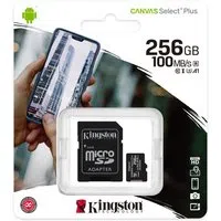 Scheda di memoria microSDXC Kingston Canvas Select Plus Android A1, 256Gb, Classe 10 / UHS-1 U3, con adattatore SDCS2/256GB