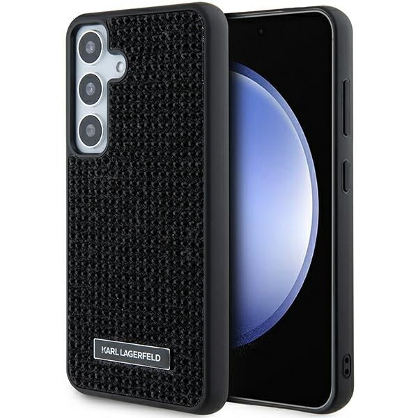 Karl Lagerfeld Custodia per Samsung Galaxy S24 S921, Karl Lagerfeld, Rhinestone Metal Plate, Nera