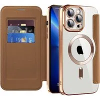 Custodia MagSafe per Apple iPhone 13 Pro Max, Techsuit, SmartMag Book, Marrone — 3