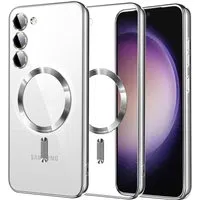 Custodia MagSafe per Samsung Galaxy S23 S911, Techsuit, Luxury Crystal, Argento