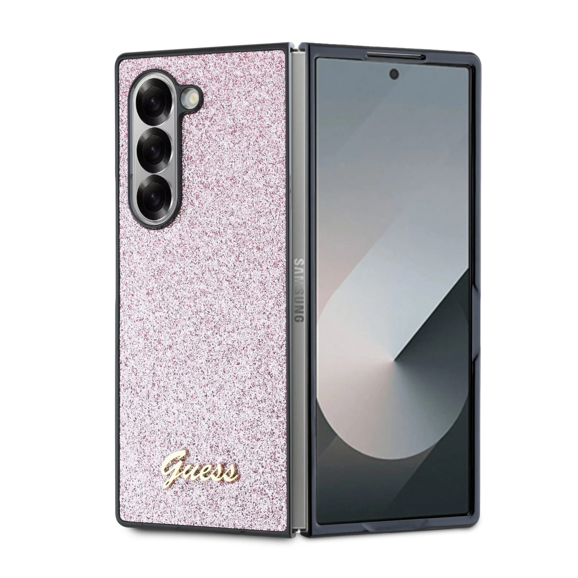 Guess Custodia per Samsung Galaxy Z Fold6 F956, Guess, Glitter Script, Rosa