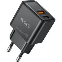 Caricabatterie Rete Yesido YC64, 30W, 3A, 1 x USB-A - 1 x USB-C, Nero — 3