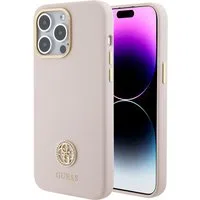 Custodia per Apple iPhone 15 Pro Max, Guess, 4G Strass Metal Logo, Rosa — 3
