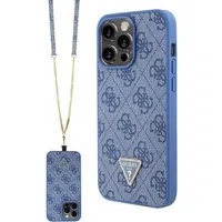 Custodia per Apple iPhone 15 Pro, Guess, Crossbody 4G Metal Logo, Blu — 3