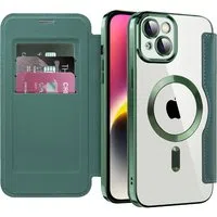 Custodia MagSafe per Apple iPhone 14, Techsuit, SmartMag Book, Verde — 3