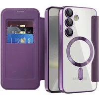 Custodia MagSafe per Samsung Galaxy S24 S921, Techsuit, SmartMag Book, Viola — 3