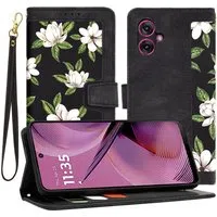 Custodia per Motorola Moto G55, Techsuit, FlipCraft, Nera — 3