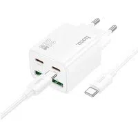 Caricabatterie da rete con cavo USB-C HOCO N55, 20W, 3A, 2 x USB-A - 2 x USB-C, Bianco — 3