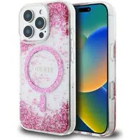 Custodia MagSafe per Apple iPhone 16 Pro, Guess, Resin Bottom Glitter, Rosa — 3